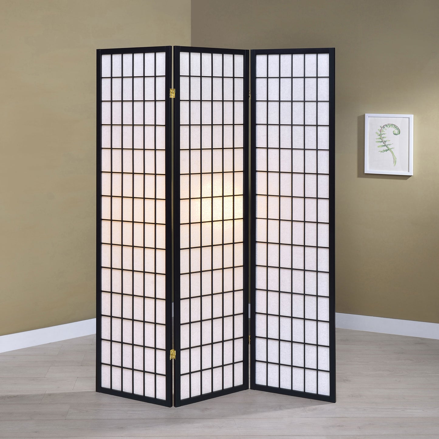 Carrie 3-Panel Room Divider Folding Shoji Screen Black