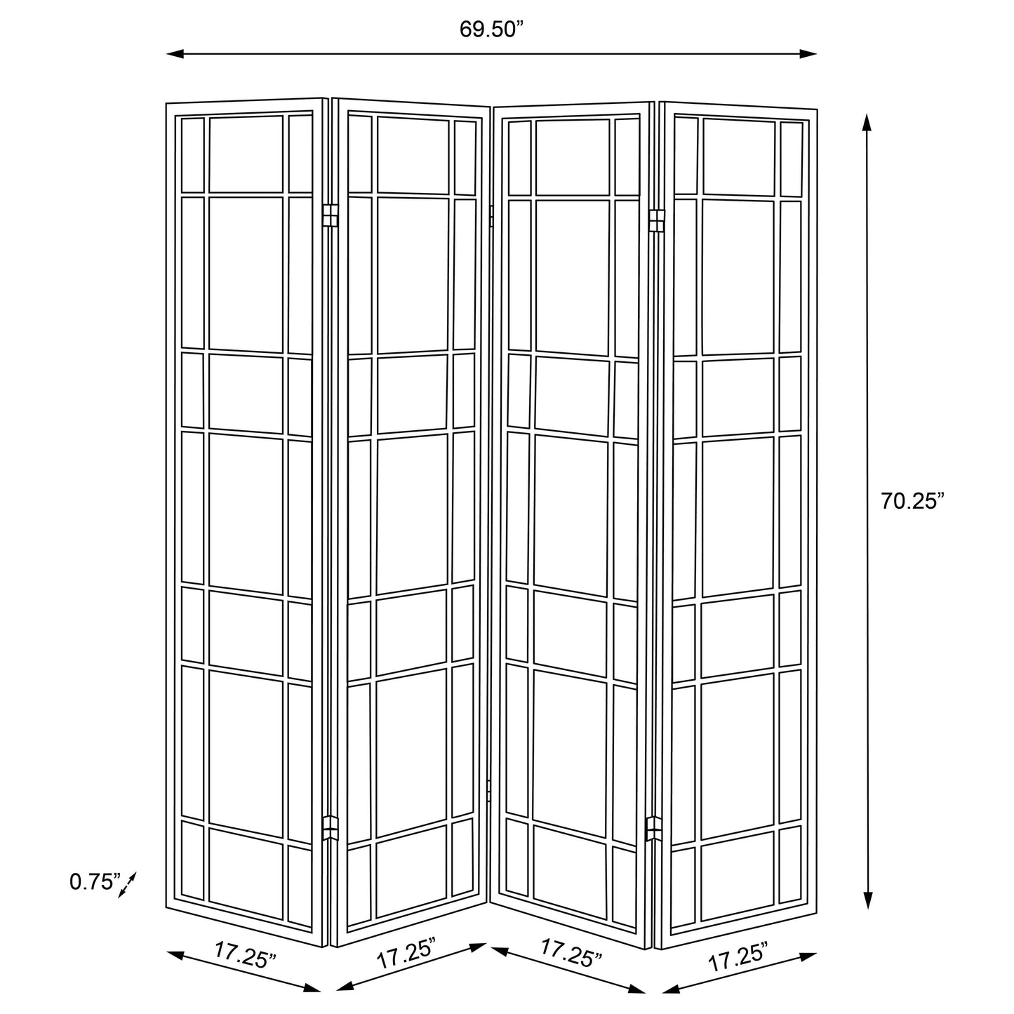 Catabella 4-Panel Room Divider Folding Shoji Screen Floral