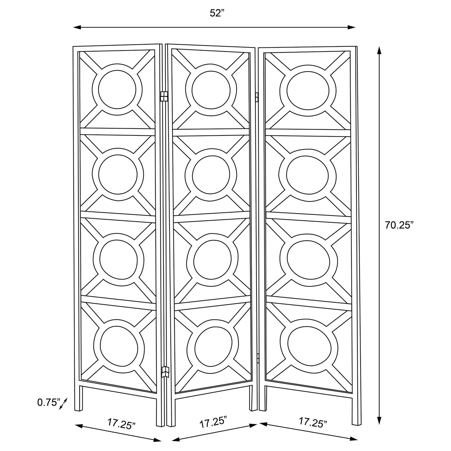 Vulcan 3 Panel Room Divider Folding Shoji Screen Cappuccino