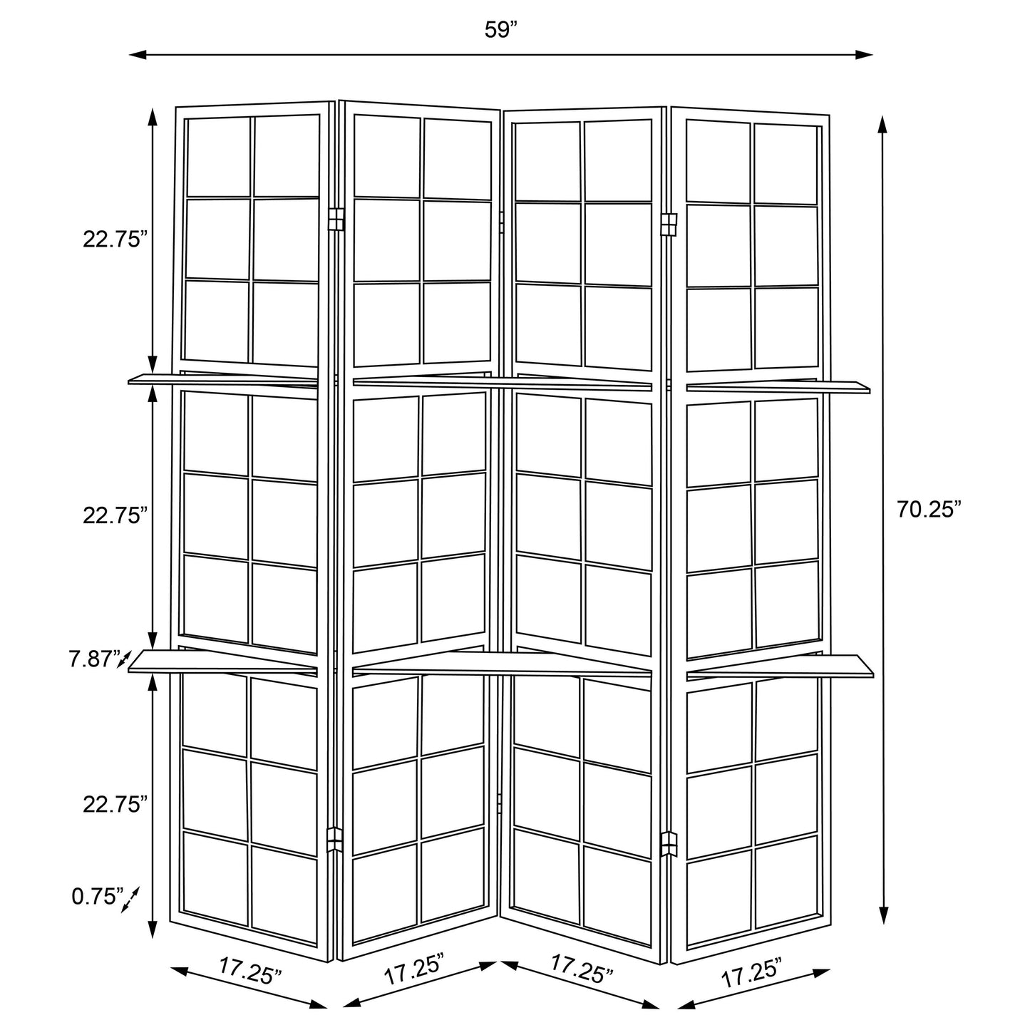 Iggy 4-Panel Room Divider Folding Shoji Screen Cappuccino