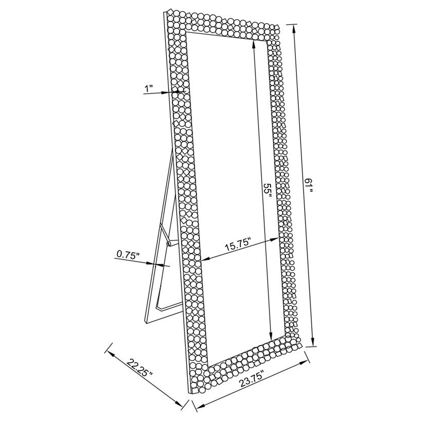 Mckay 24 x 63 Inch Acrylic Frame Standing Mirror Smokey Grey