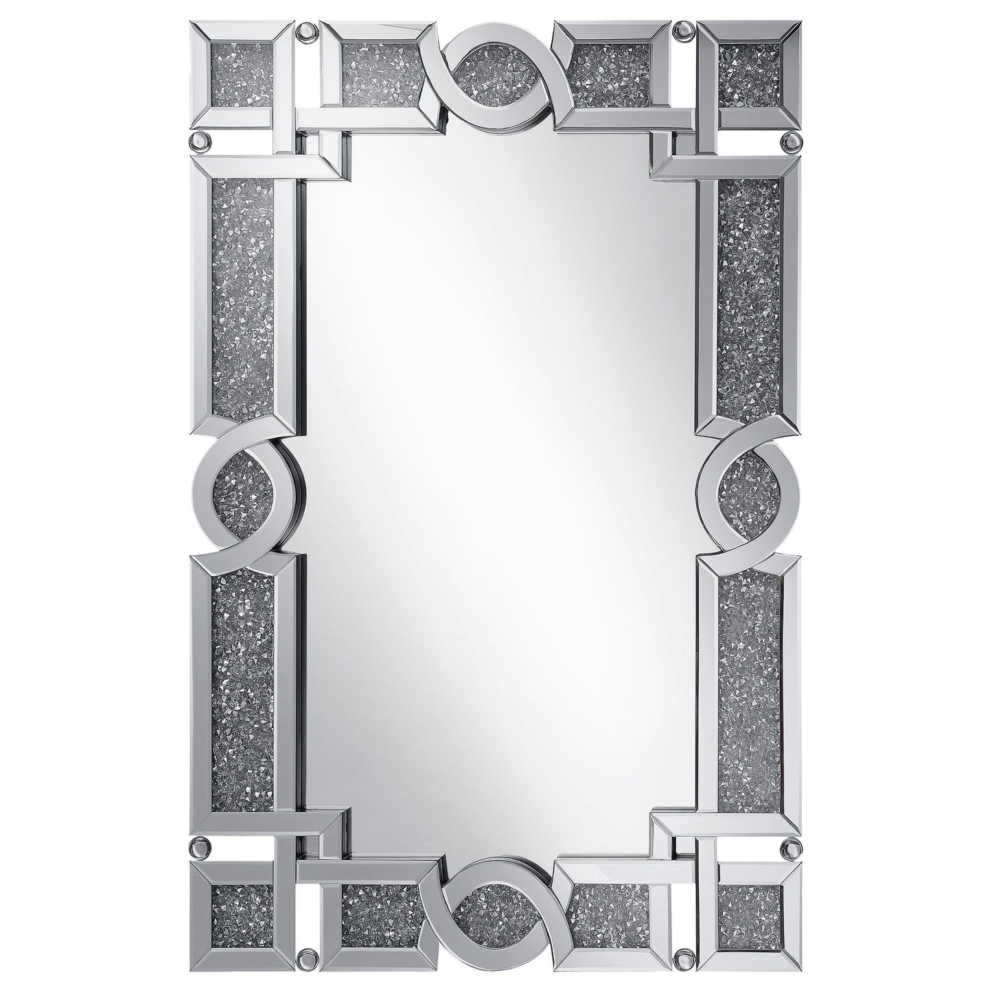 Jackie 32 x 47 Inch Acrylic Crystal Frame Wall Mirror Silver