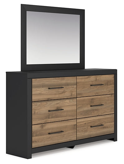 Vertani King Panel Bed with Mirrored Dresser and Nightstand