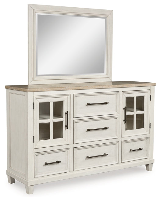 Shaybrock California King Panel Bed with Mirrored Dresser and 2 Nightstands