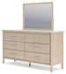 Cadmori Queen Upholstered Panel Bed with Mirrored Dresser