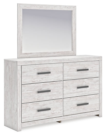 Cayboni King Panel Bed with Mirrored Dresser