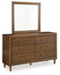 Lyncott California King Upholstered Bed with Mirrored Dresser