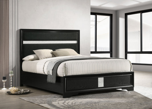 Miranda 55-inch Upholstered Eastern King Panel Bed Black