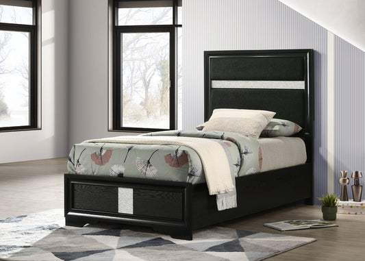 Miranda 55-inch Upholstered Twin Panel Bed Black