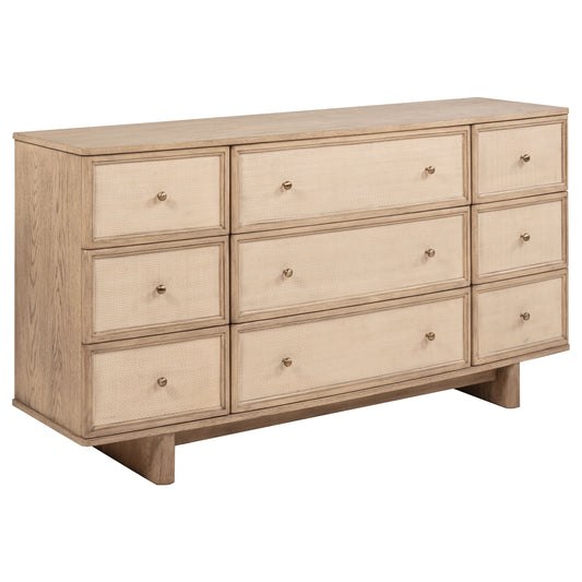 Kailani 9-drawer Dresser Cabinet Beige Oak