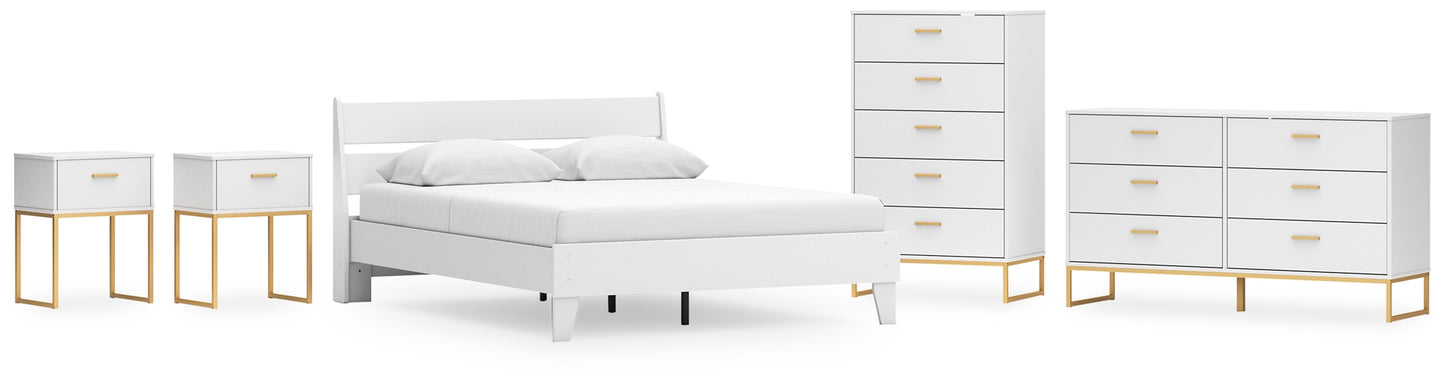 Socalle Queen Panel Platform Bed with Dresser, Chest and 2 Nightstands