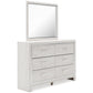 Altyra King Panel Bookcase Bed with Mirrored Dresser, Chest and 2 Nightstands