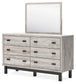 Vessalli Queen Panel Headboard with Mirrored Dresser, Chest and 2 Nightstands