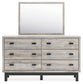 Vessalli King Panel Bed with Mirrored Dresser and Nightstand