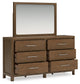 Cabalynn King Upholstered Bed with Mirrored Dresser