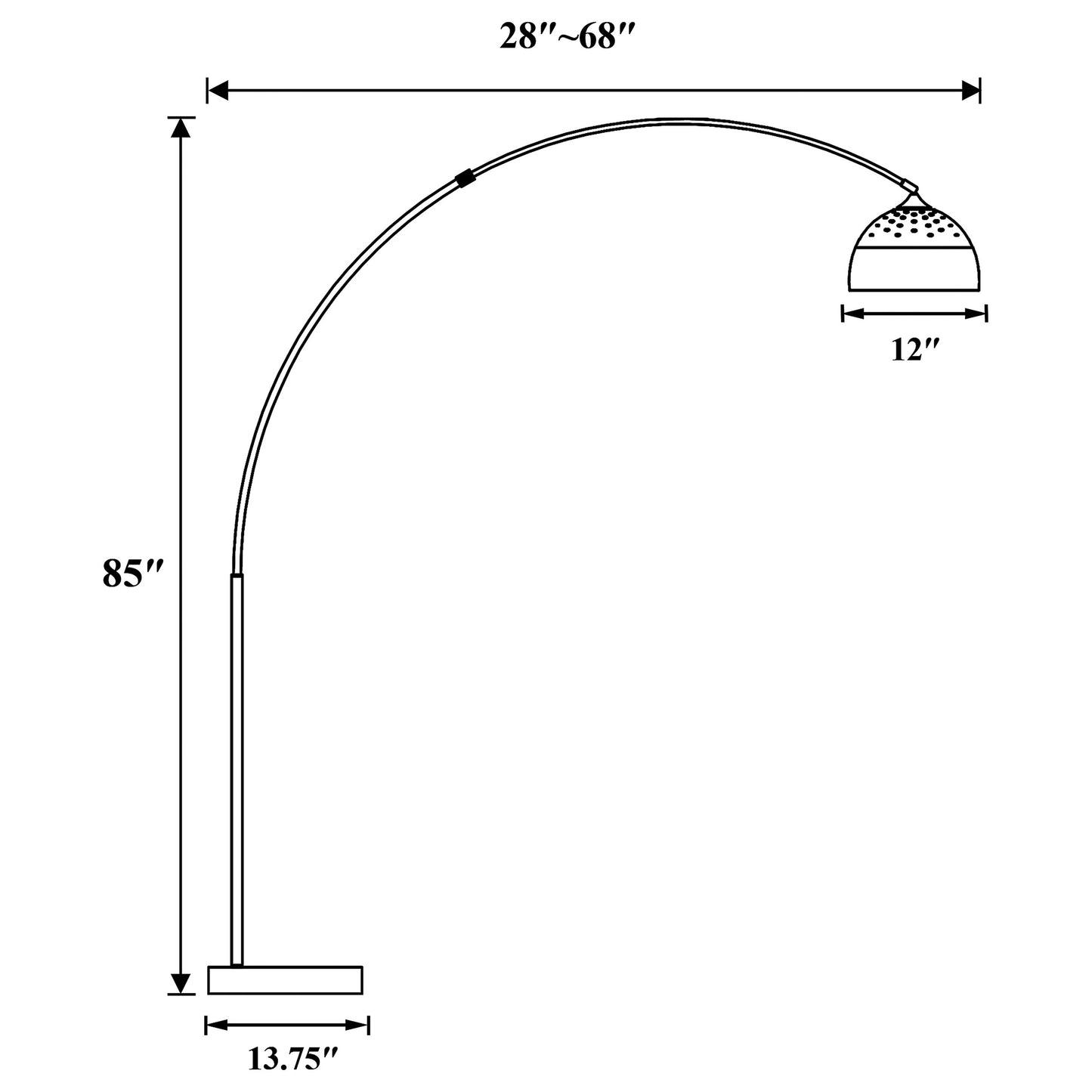 Krester 85-inch Dome Shade Metal Arc Floor Lamp Chrome