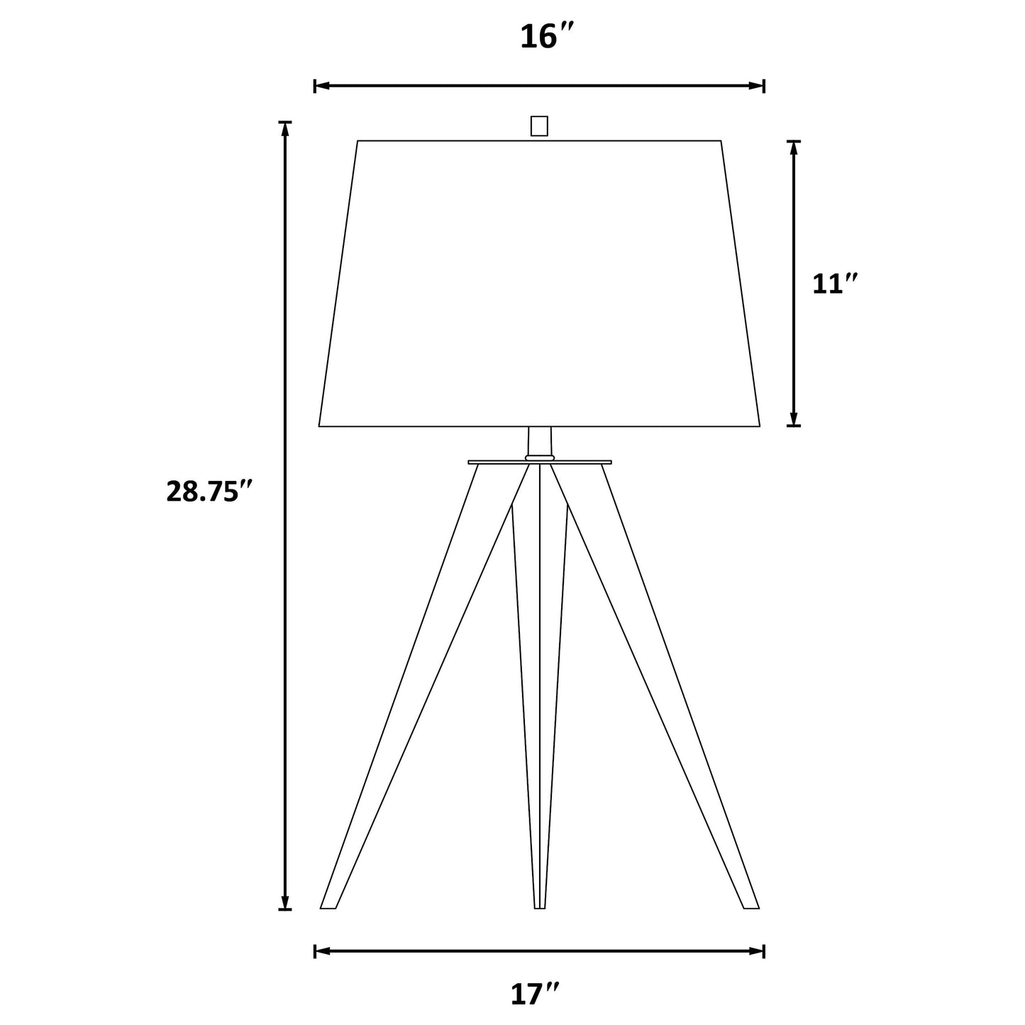 Sabat 29-inch Empire Shade Tripod Beside Table Lamp Black