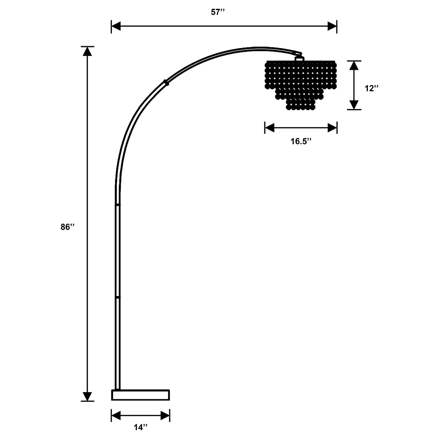 Shirley 86-inch Hanging Crystal Arc Metal Floor Lamp Chrome