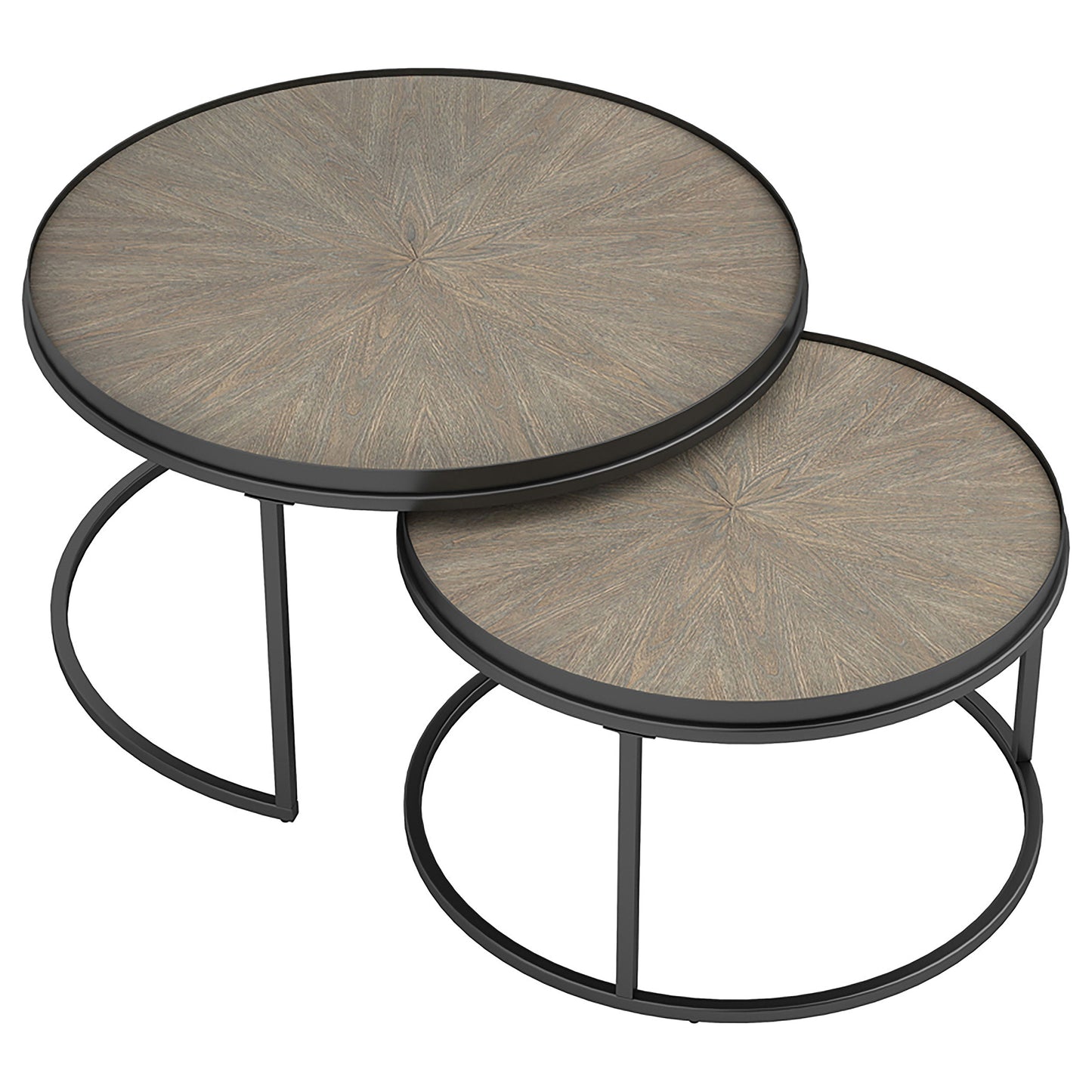 Rodrigo 2-piece Round Wood Nesting Table Set Weathered Elm