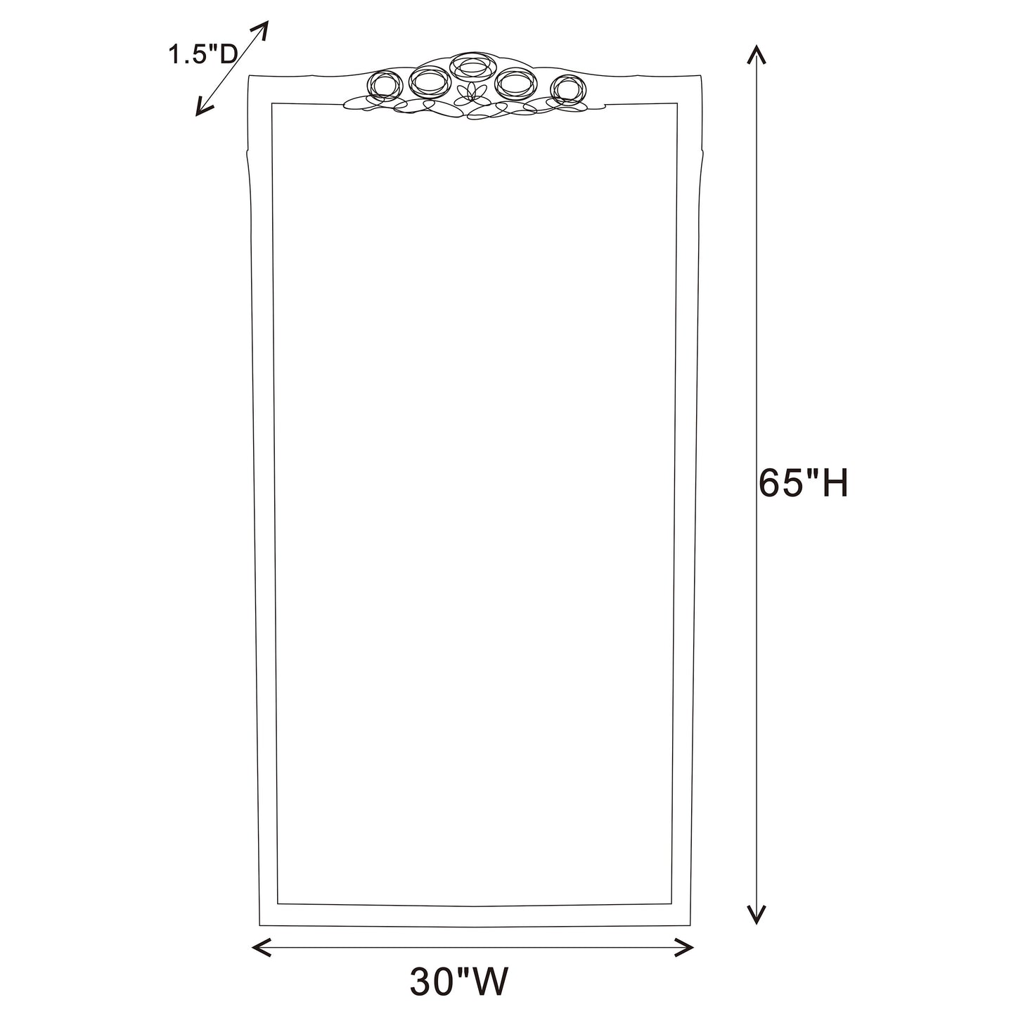 Sylvie 30 x 65 Inch French Provincial Floor Mirror Gold